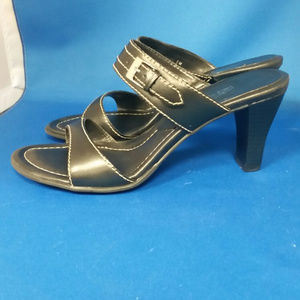 Etienne Aigner Black Leather slides. Size 6m